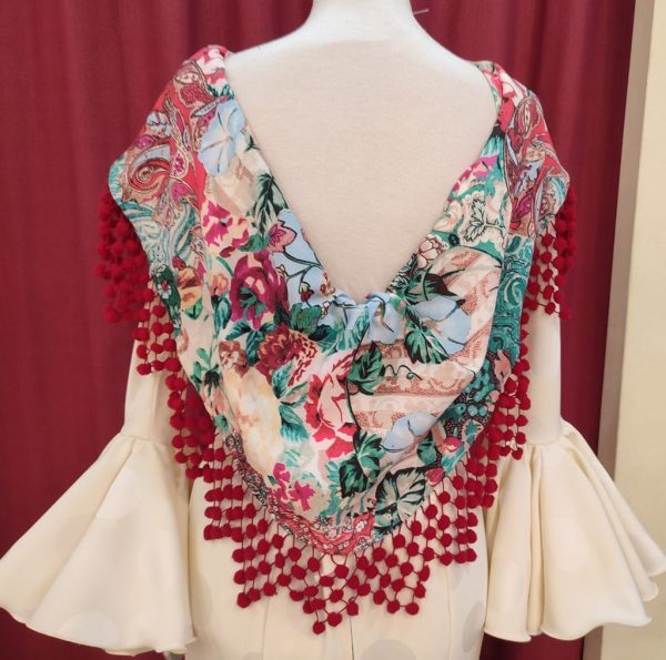 Modelo CRIS ESTAMPADO MADROÑO Patchwork Celeste-Rojo - Imagen 2
