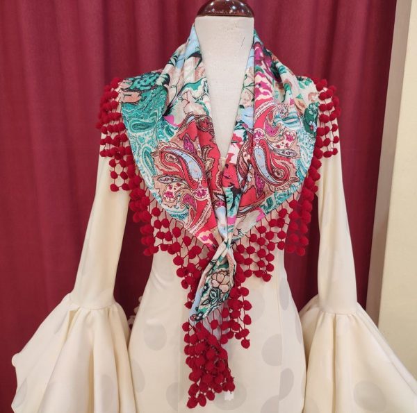Modelo CRIS ESTAMPADO MADROÑO Patchwork Celeste-Rojo
