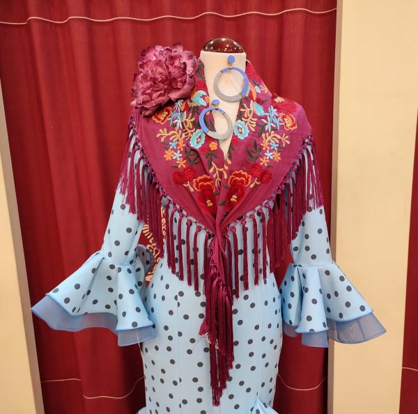 Vestido Flamenca PEDROCHE Celeste Lunar Gris - Imagen 2