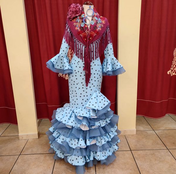 Vestido Flamenca PEDROCHE Celeste Lunar Gris