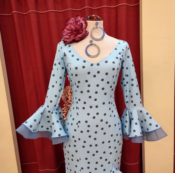 Vestido Flamenca PEDROCHE Celeste Lunar Gris - Imagen 4