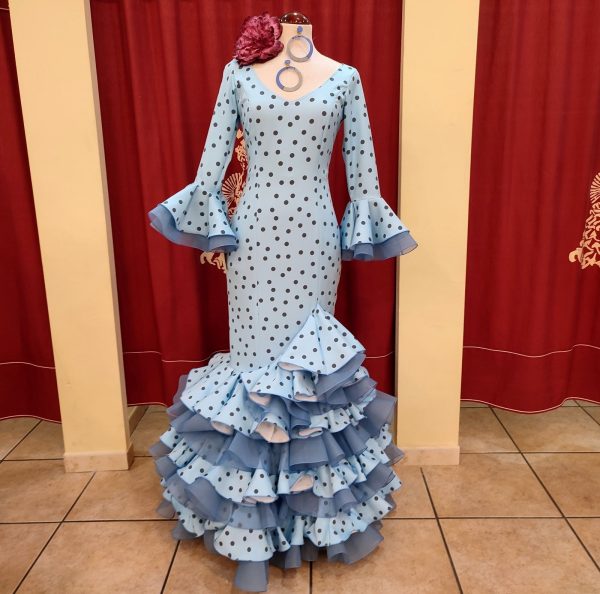 Vestido Flamenca PEDROCHE Celeste Lunar Gris - Imagen 3