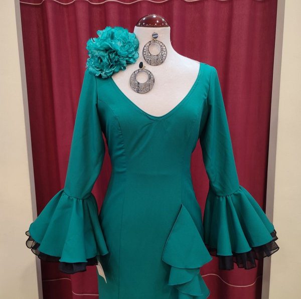 Vestido Flamenca PETRA Aguamarina-Negro - Imagen 4