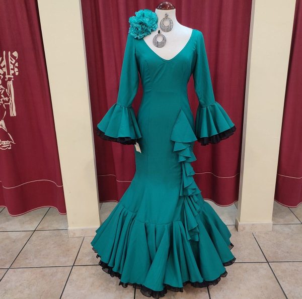 Vestido Flamenca PETRA Aguamarina-Negro - Imagen 3