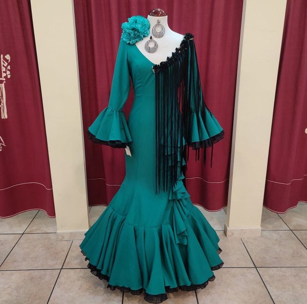 Vestido Flamenca PETRA Aguamarina-Negro