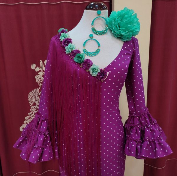 Vestido Flamenca RUBI Buganvilla Lunar Micro Blanco - Imagen 4