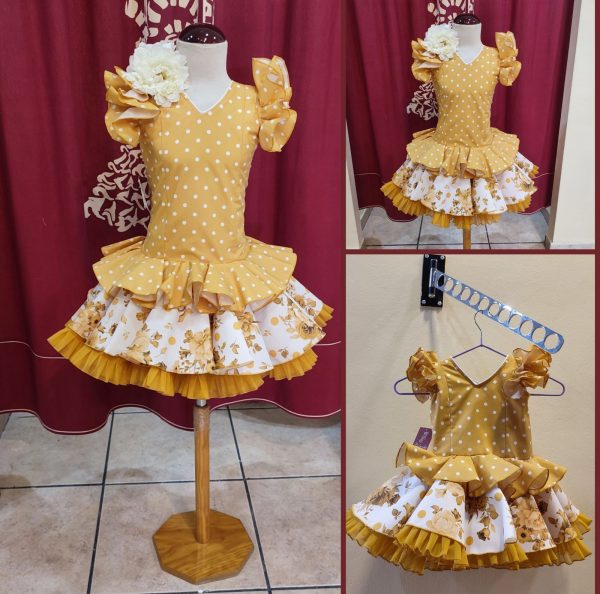 Modelo LEIRE Mostaza Lunar Blanco-Estampado