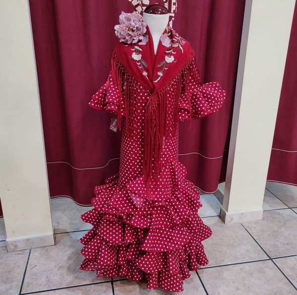 Modelo EVITA NIÑA Rojo Lunar Medio Blanco