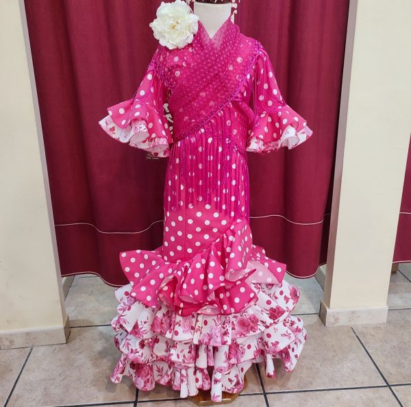 Modelo EVITA NIÑA COMBINADO Fucsia Lunar Blanco-Estampado