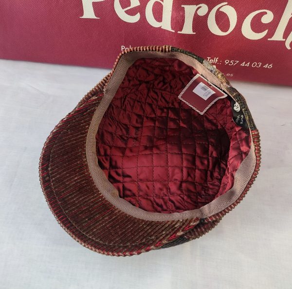 Gorra Modelo DAMIEN (56/57) Cuadros Escoces Marron-Granate - Imagen 3