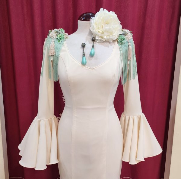 Vestido Flamenca TERESA Beige - Imagen 2