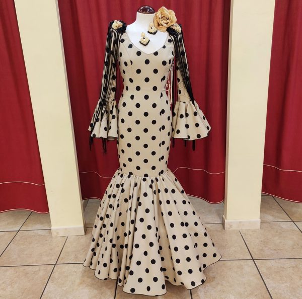 Vestido Flamenca TERESA Camel Lunar Negro