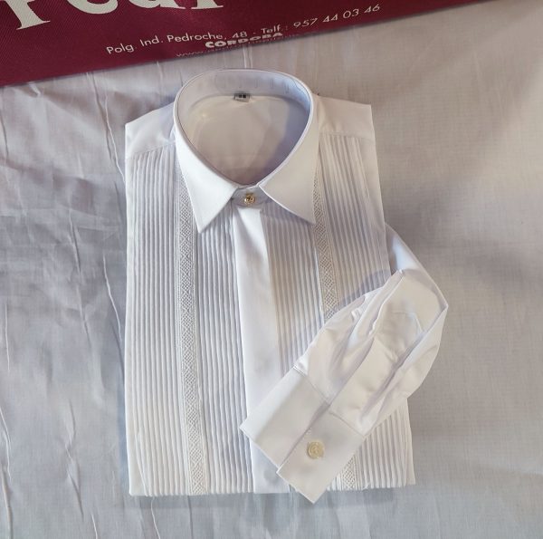 Camisa Modelo IZNAJAR CAMPERO INFANTIL Rombos Central Blanca