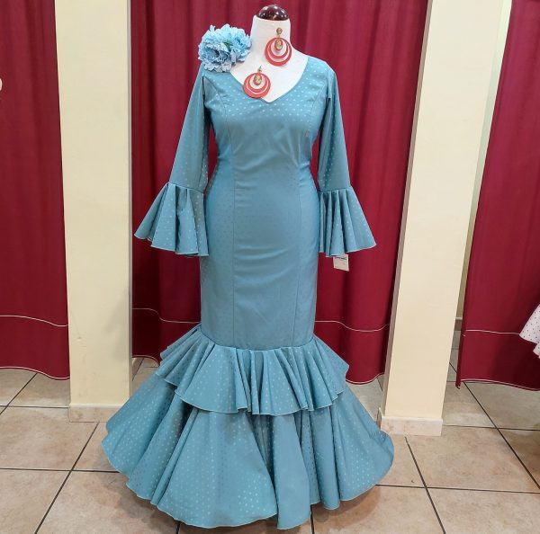 Vestido ROSALEDA BRILLO Celeste Palido - Imagen 3
