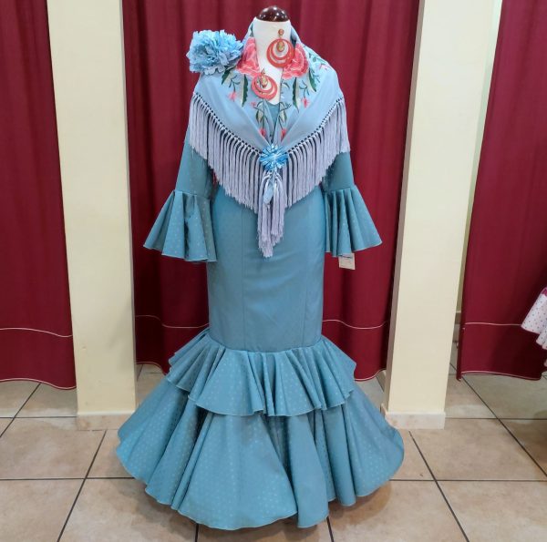 Vestido ROSALEDA BRILLO Celeste Palido