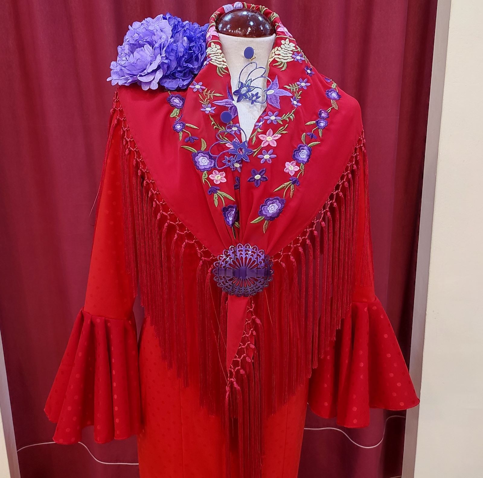 Vestido Flamenca ROSALEDA BRILLO Rojo - Imagen 2