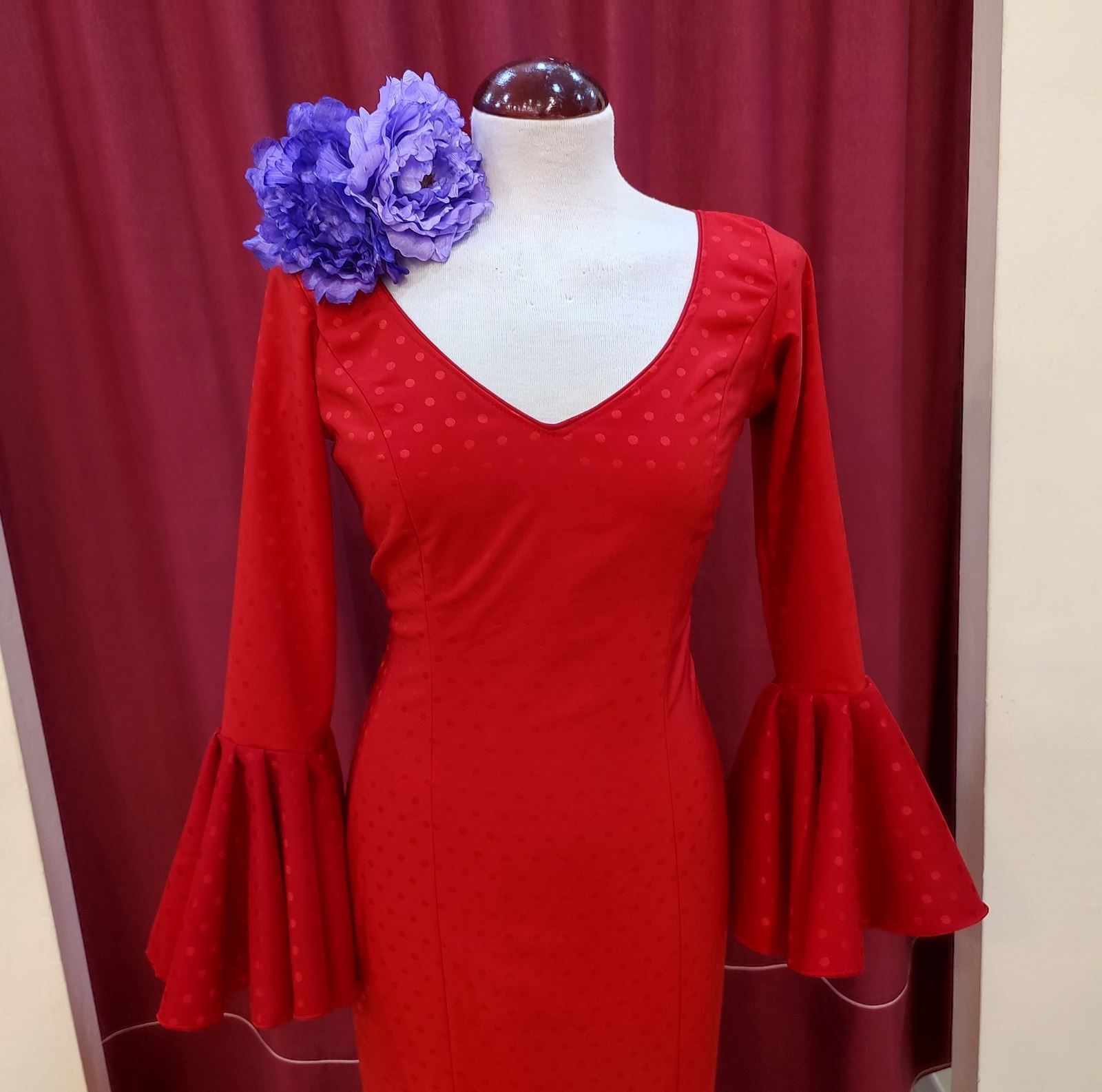 Vestido Flamenca ROSALEDA BRILLO Rojo - Imagen 4