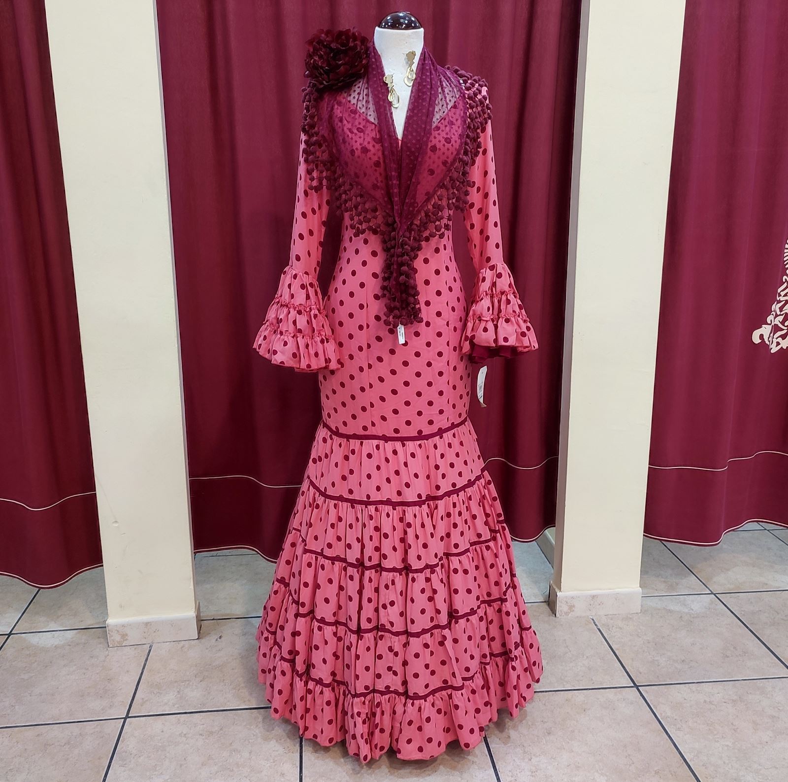 Vestido Flamenca MADROÑERA Coral Lunares