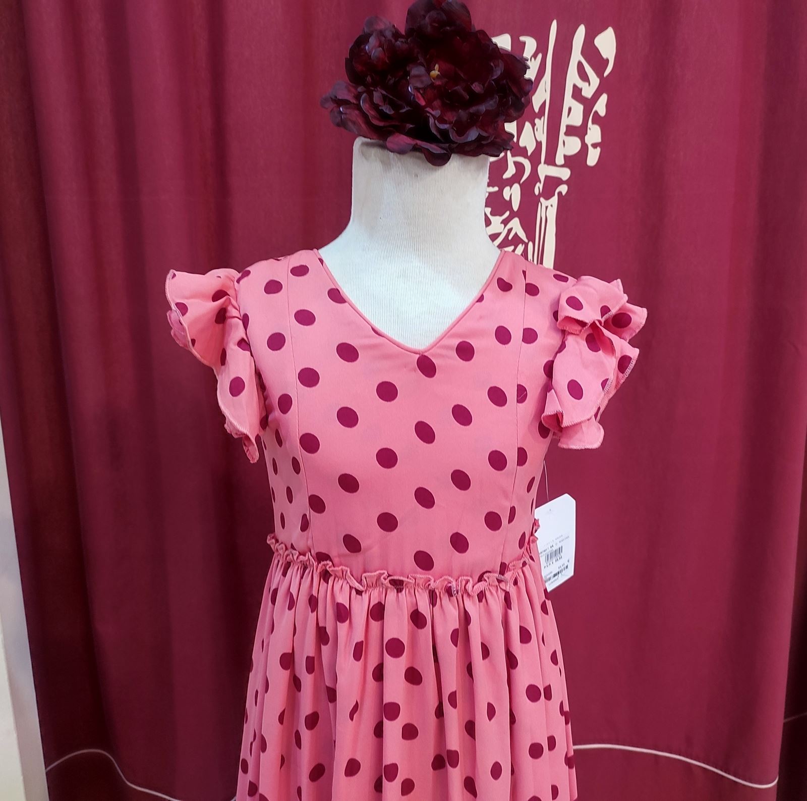 Vestido Flamenca Niña AZUCENA PEQUEÑA Coral Lunares - Imagen 4