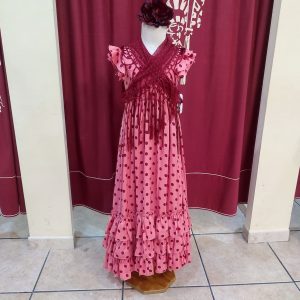 Vestido Flamenca Niña AZUCENA MEDIANA Coral Lunares