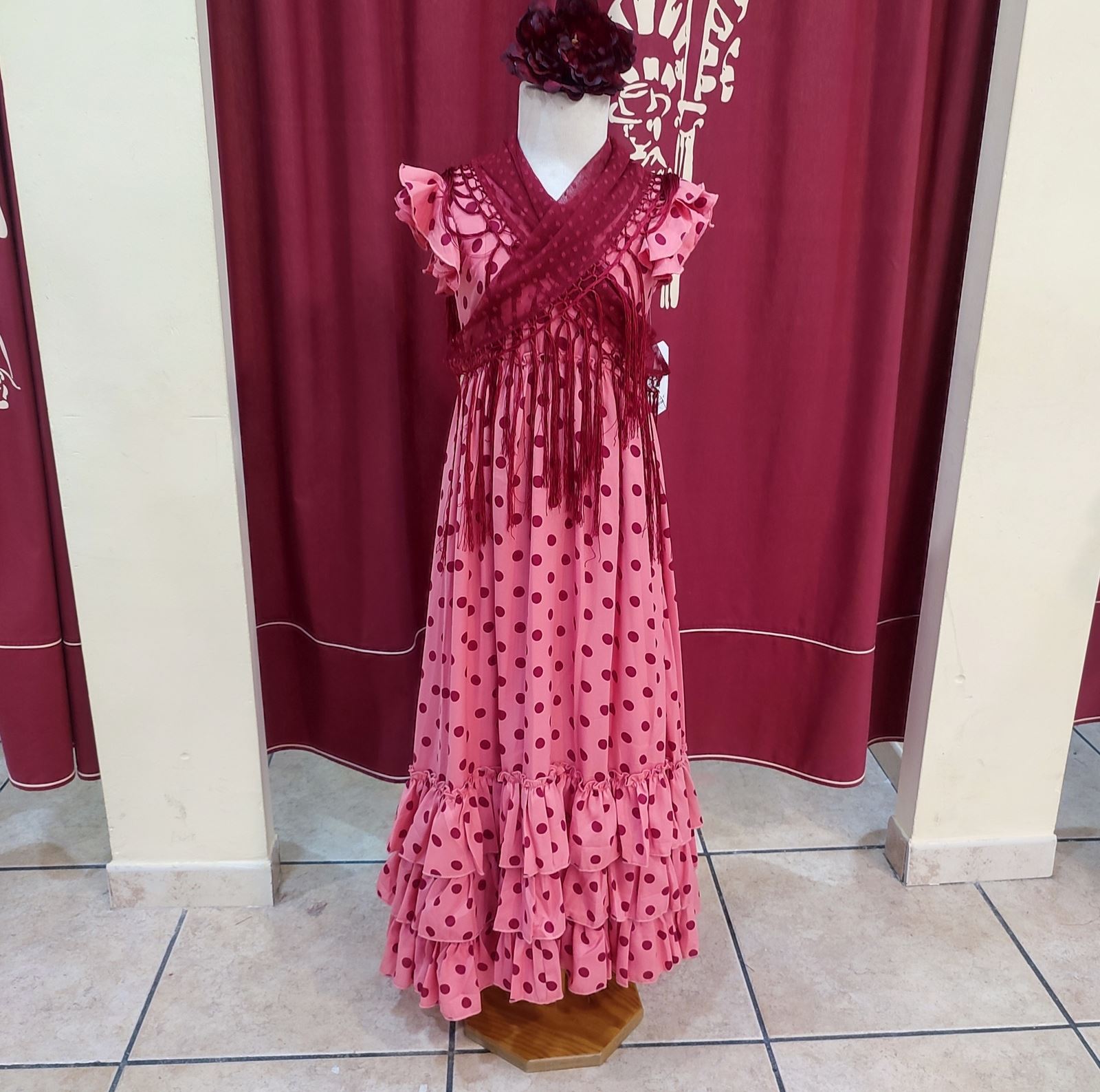 Vestido Flamenca Niña AZUCENA PEQUEÑA Coral Lunares