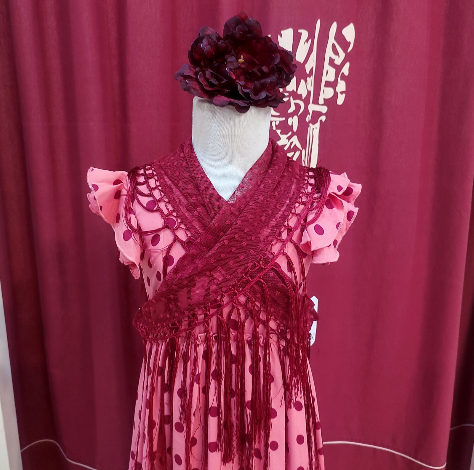 Vestido Flamenca Niña AZUCENA PEQUEÑA Coral Lunares - Imagen 2