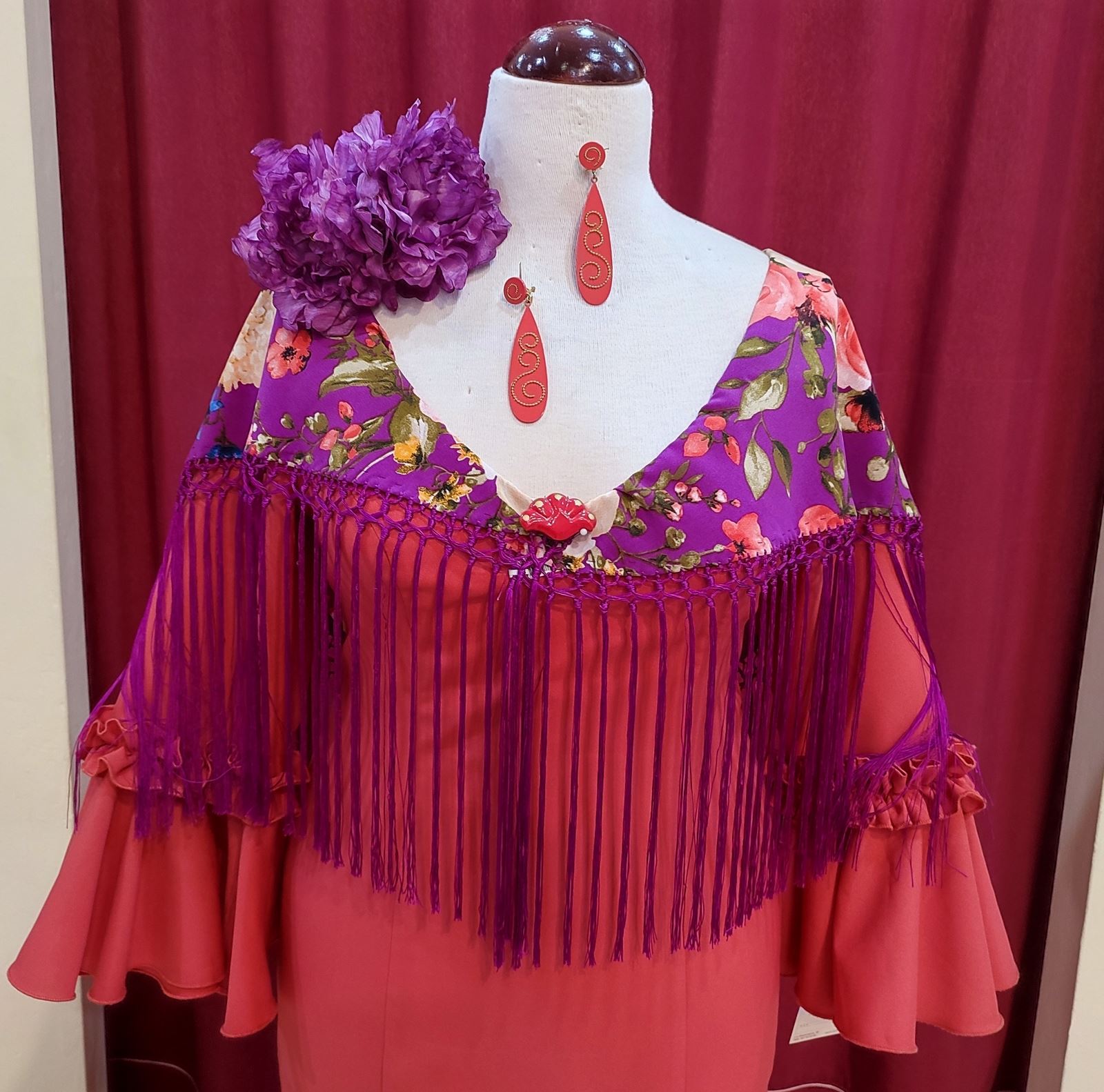 Vestido Flamenca LAVANDA Coral - Imagen 2