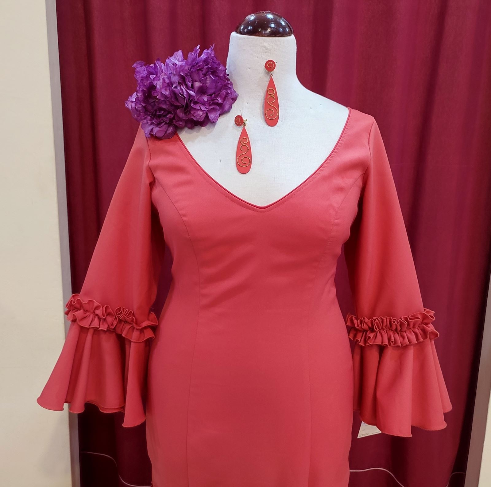 Vestido Flamenca LAVANDA Coral - Imagen 4