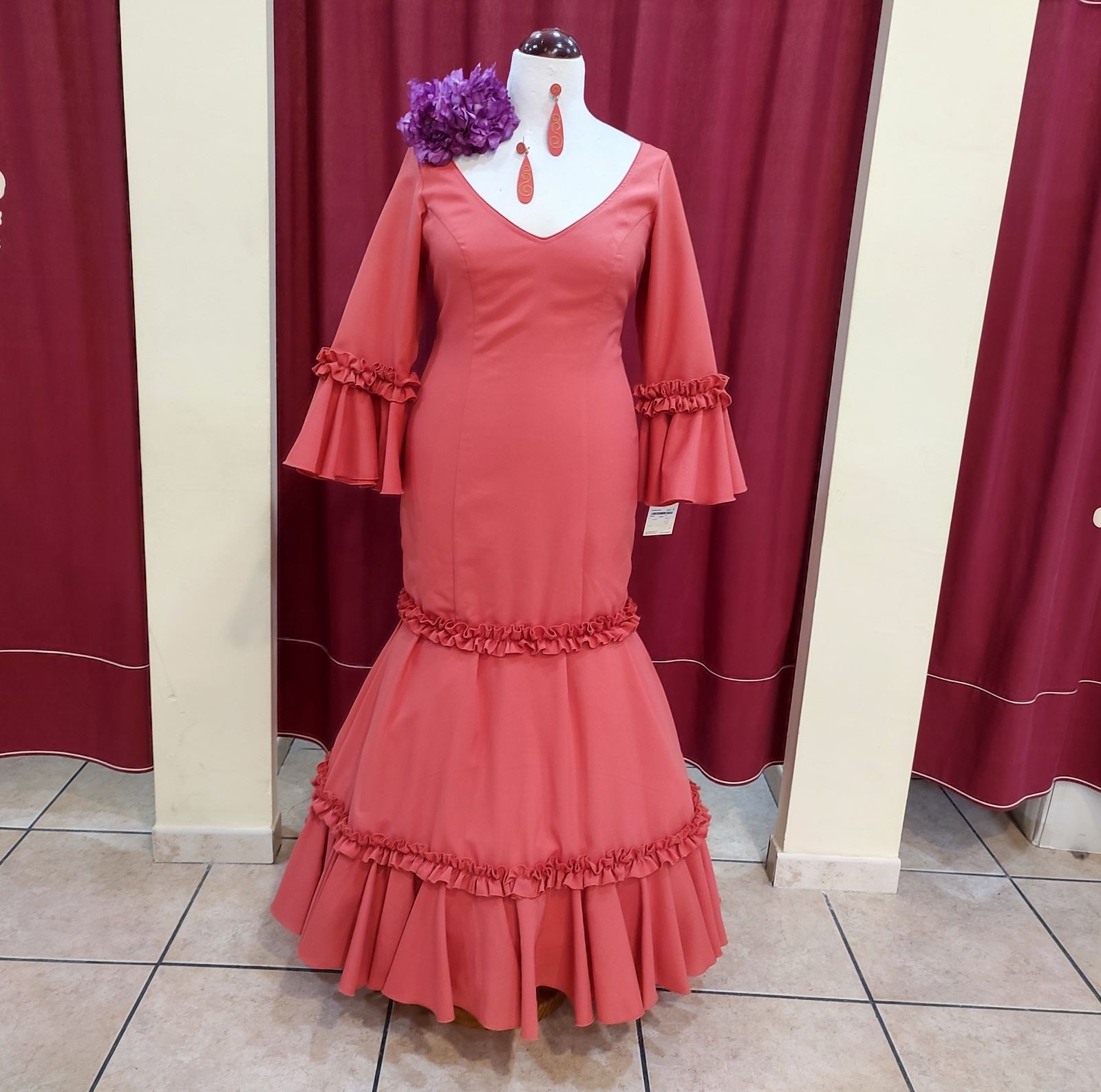 Vestido Flamenca LAVANDA Coral - Imagen 3