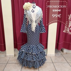 Vestido Flamenca MONTILLA Marino Lunar Beige