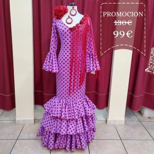 Vestido Flamenca MONTILLA Malva Lunar Rojo