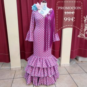 Vestido Flamenca MONTILLA Buganvilla Lunar Celeste