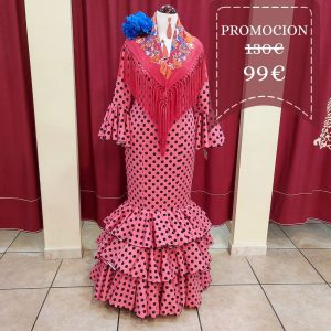 Vestido Flamenca MONTILLA Coral Lunar Negro
