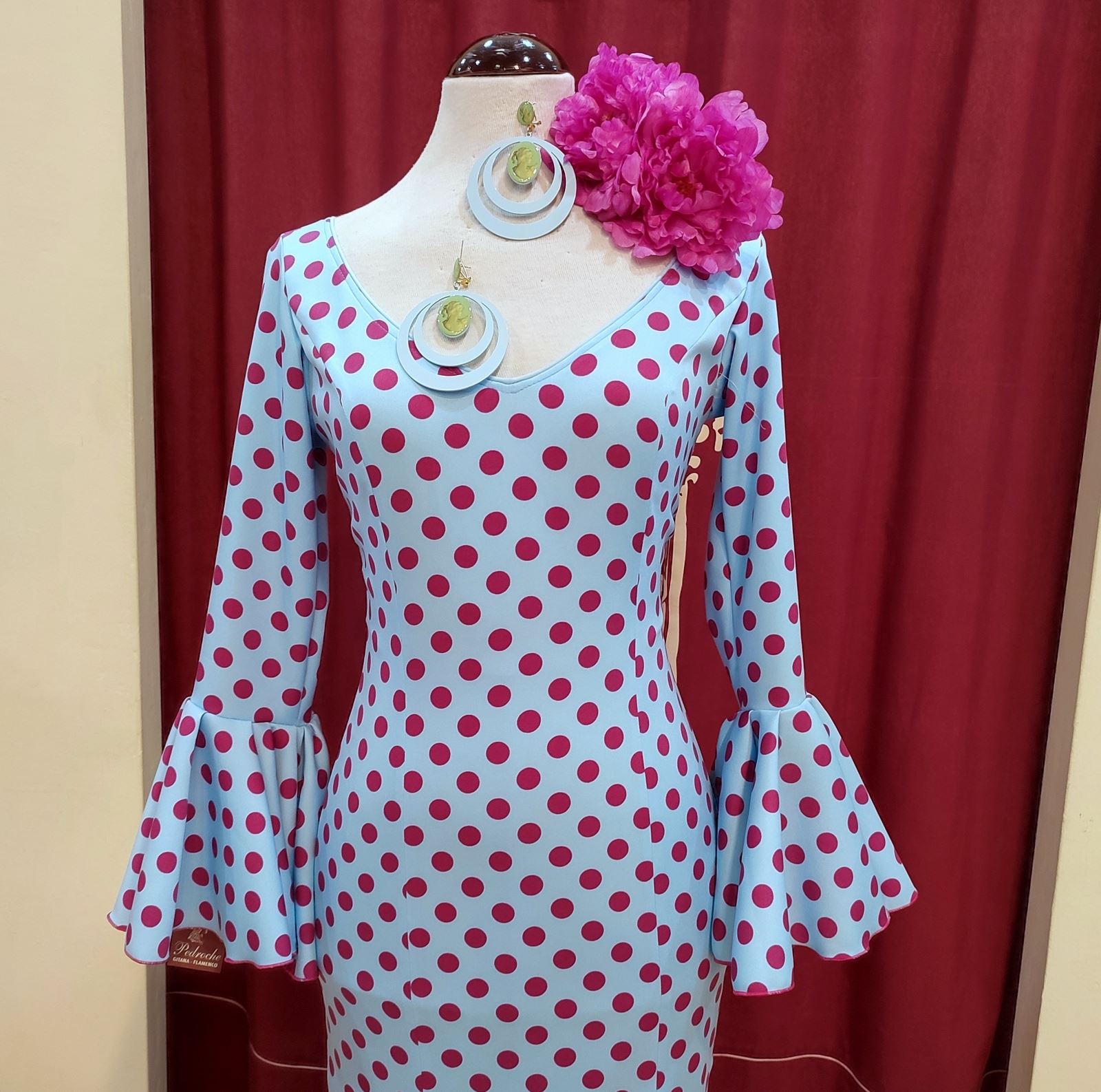 Vestido Flamenca MONTILLA Celeste Lunar Buganvilla - Imagen 4