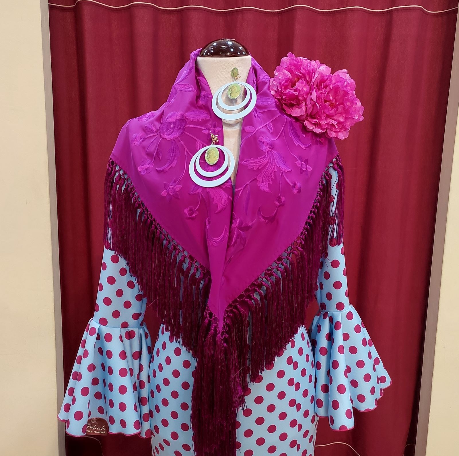 Vestido Flamenca MONTILLA Celeste Lunar Buganvilla - Imagen 2