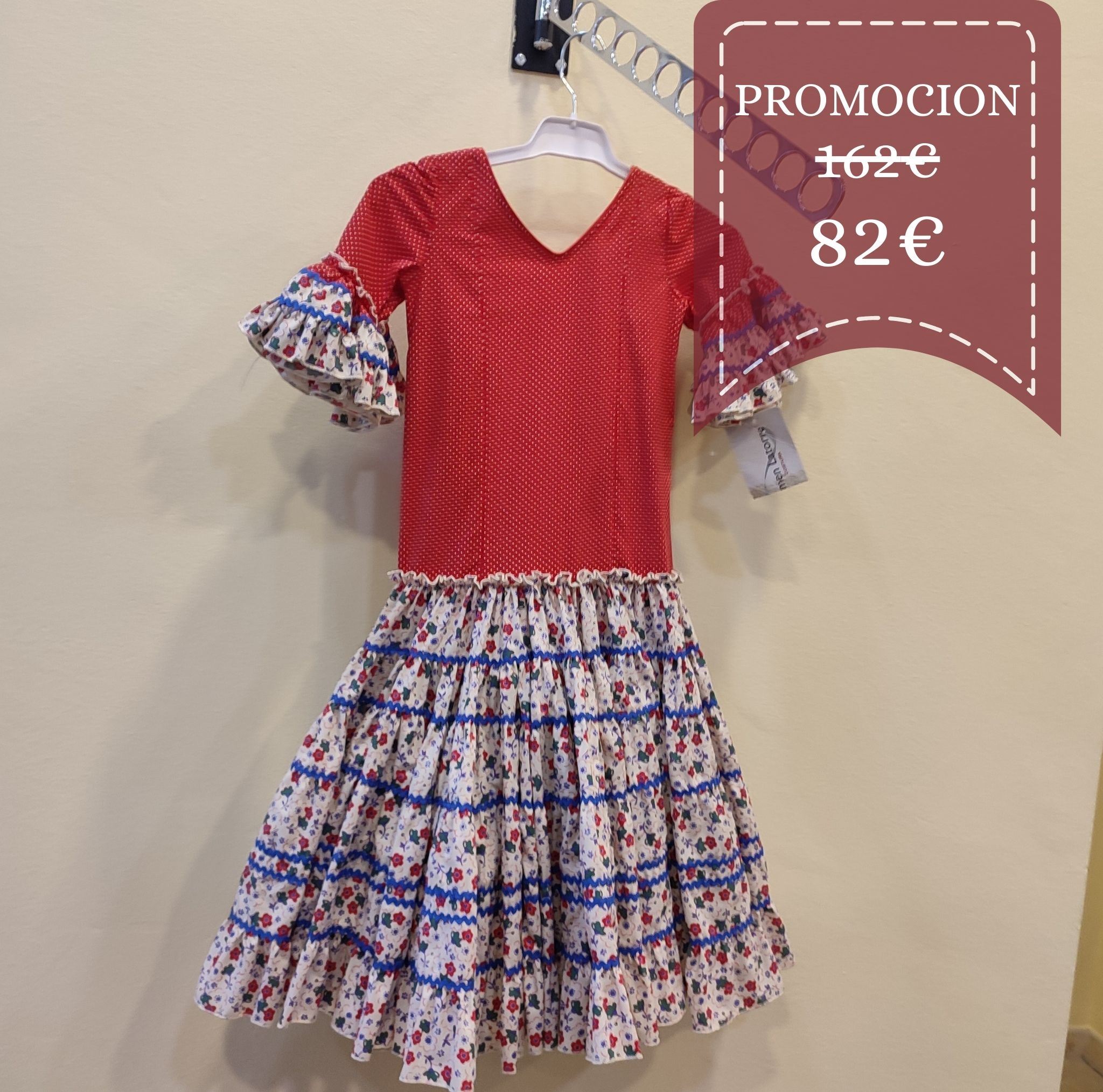Vestido Flamenca Niña NURIA Rojo Lunar Blanco