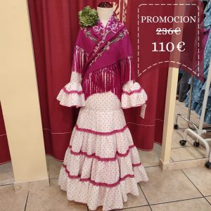 Vestido Flamenca Niña DELICIA Blanco Lunar Buganvilla