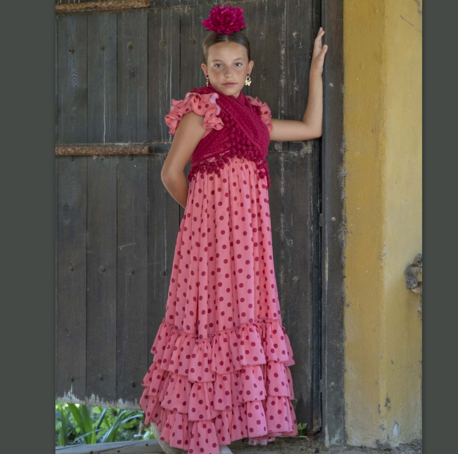 Vestido Flamenca Niña AZUCENA PEQUEÑA Coral Lunares