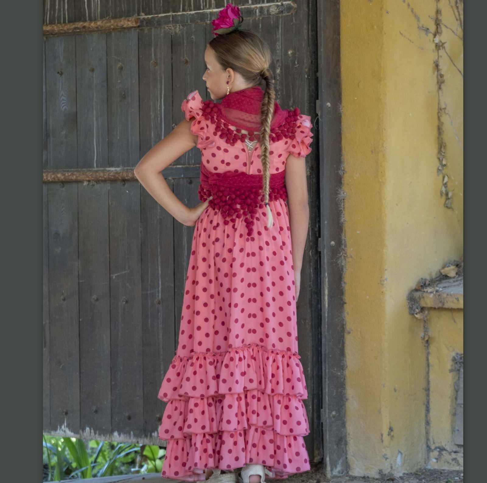 Vestido Flamenca Niña AZUCENA PEQUEÑA Coral Lunares - Imagen 7