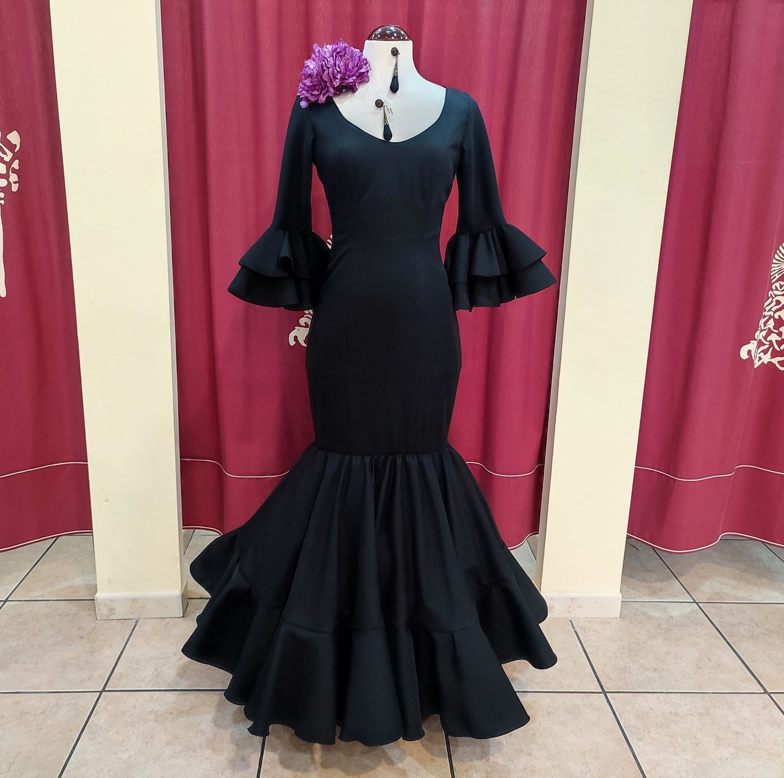 Vestido Flamenca ANGELA Negro - Imagen 3