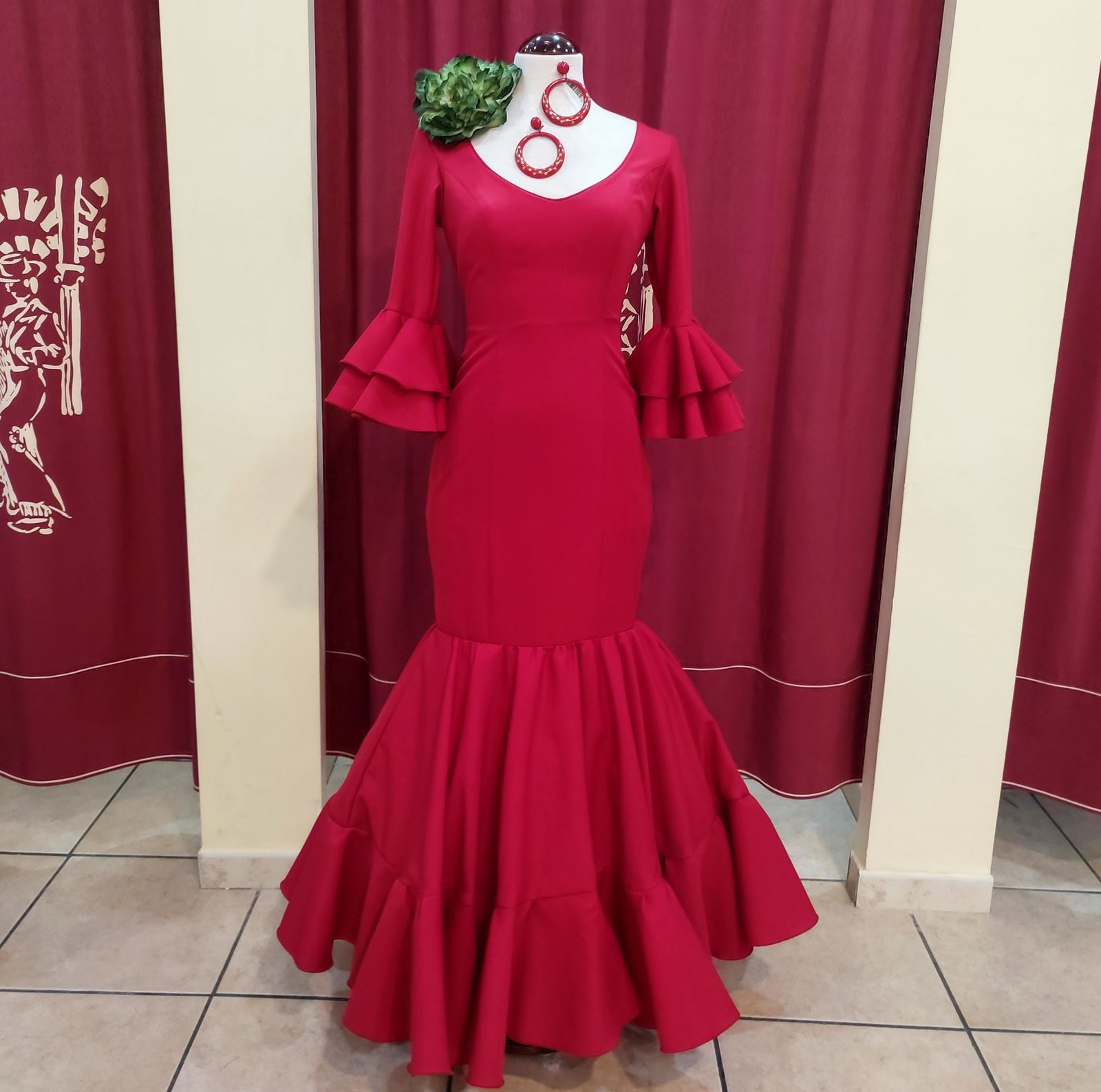 Vestido Flamenca ANGELA Rojo - Imagen 3