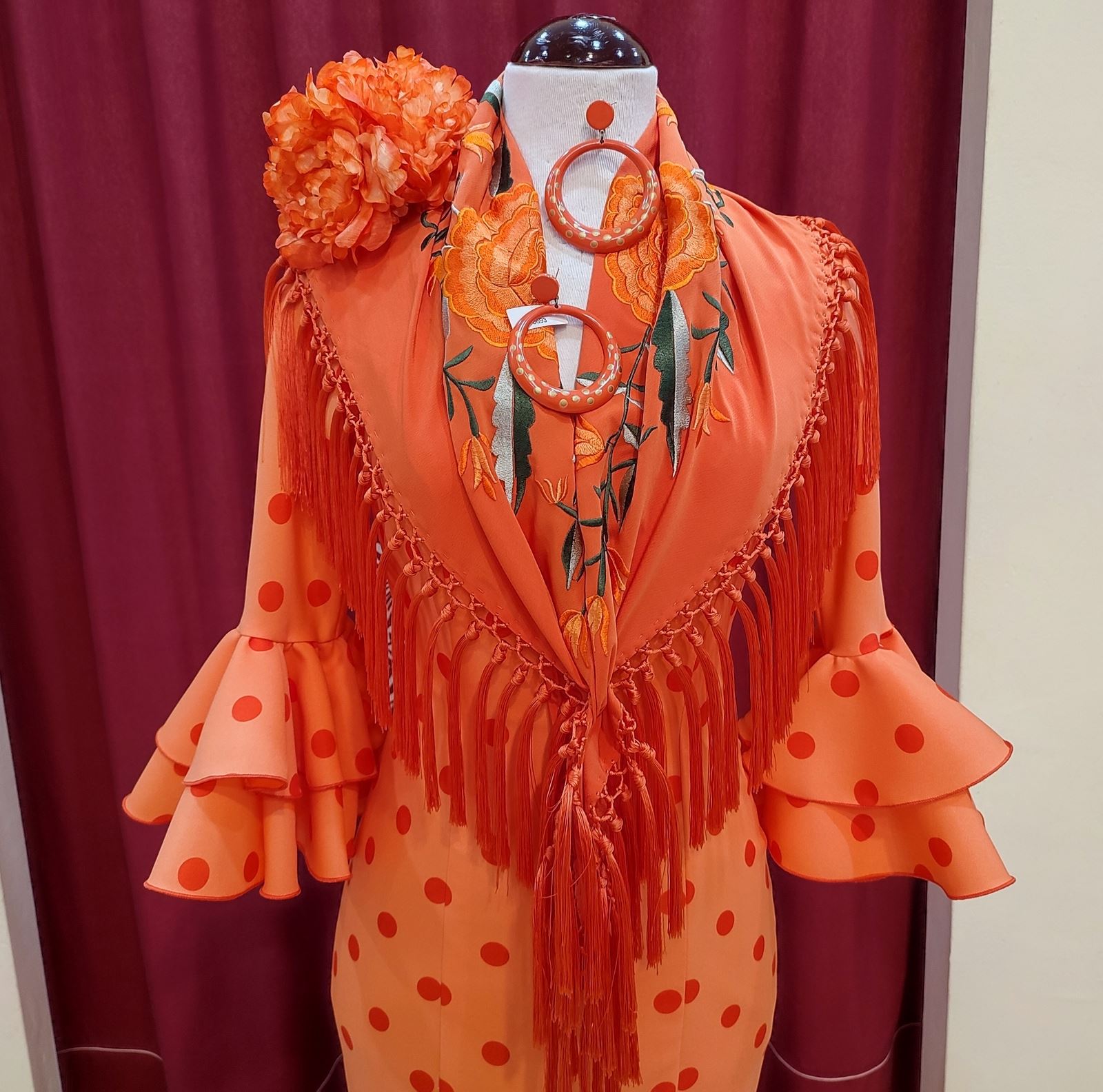 Vestido Flamenca ANGELA Mandarina Lunar Naranja - Imagen 2