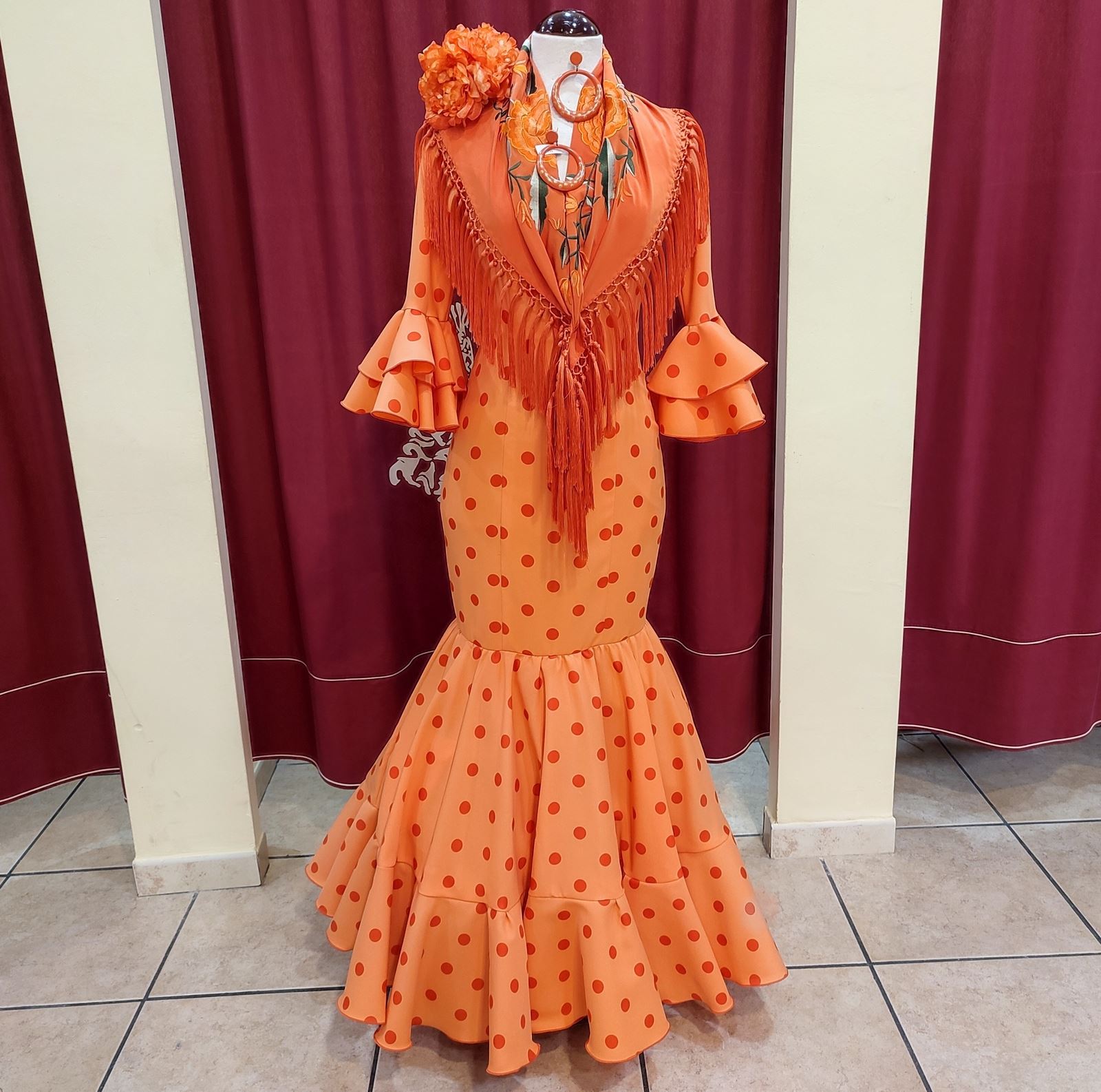 Vestido Flamenca ANGELA Mandarina Lunar Naranja