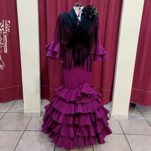 Vestido Flamenca MARIA Buganvilla Lunar Negro