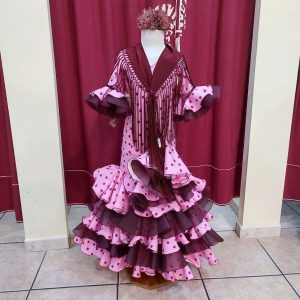 Vestido Flamenca Niña PEDROCHE Chicle Lunar Granate
