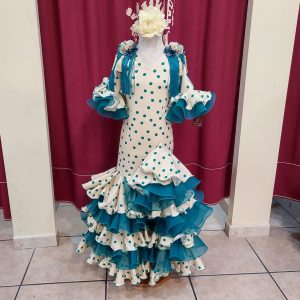 Vestido Flamenca Niña PEDROCHE Tostado Lunar Aguamarina