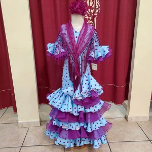 Vestido Flamenca Niña PEDROCHE Celeste Lunar Buganvilla