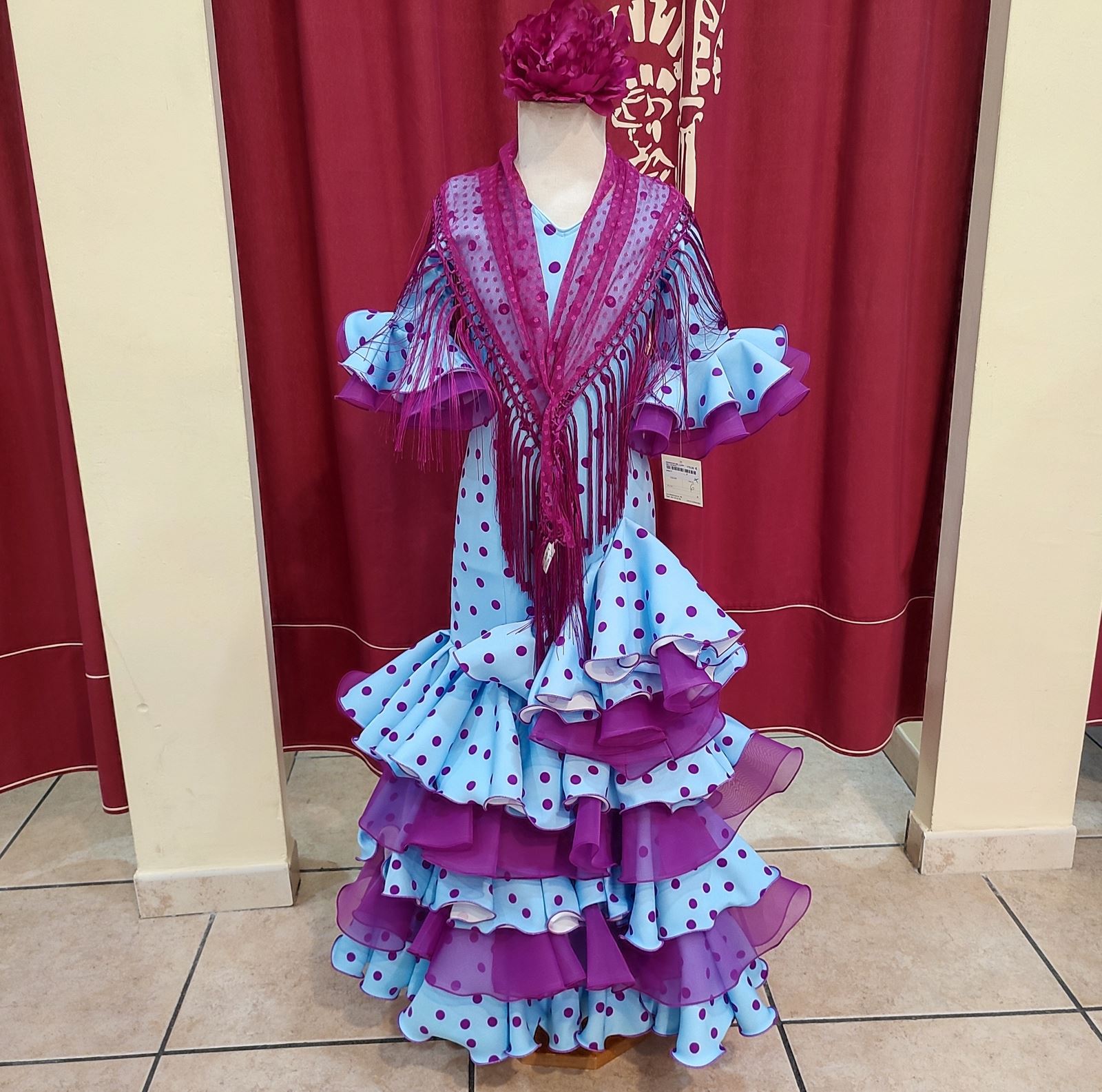 Vestido Flamenca Niña PEDROCHE Celeste Lunar Buganvilla