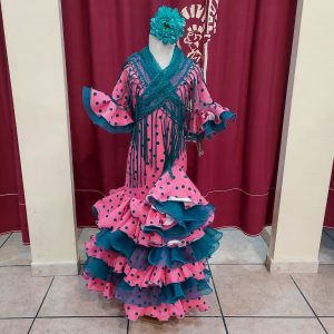 Vestido Flamenca Niña PEDROCHE Coral Lunar Verde