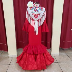Vestido Flamenca ROSALEDA BRILLO Rojo Multilunar